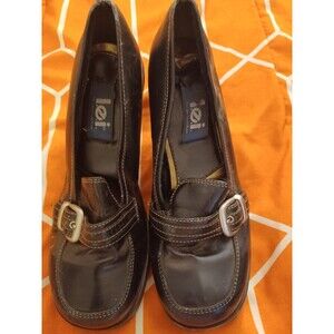 LEI Black Buckle Platform Block Heel Slip On Round Toe Women's 7.5  Y2K 2000s